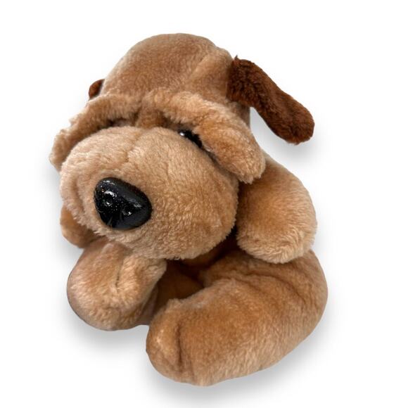 Vintage Plush Puppy Raffoler Dog Stuffed Animal Droopy Brown Wrinkle 86 Shar Pei - Picture 2 of 11